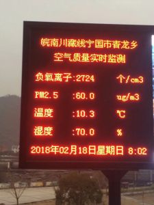 青龍鄉(xiāng)空氣質量實時監(jiān)測顯示屏